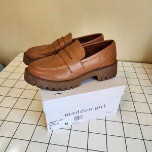Womens Madden Girl Harlee Platform Penny Loafer - Tan